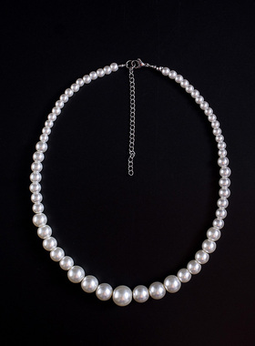 小香风渐变仿珍珠短项链