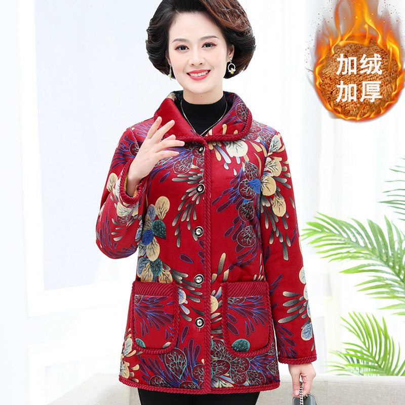 千丝鹿妈妈冬装外套加厚棉服 千丝鹿中老年女装