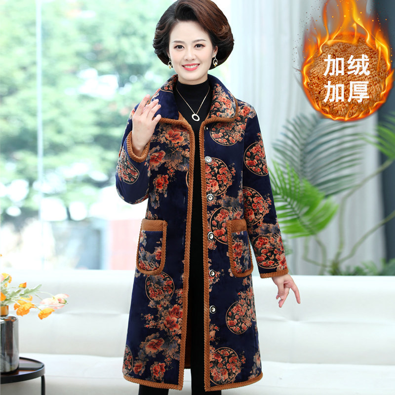 千丝鹿妈妈中长款中老年女装棉衣 千丝鹿中老年女装