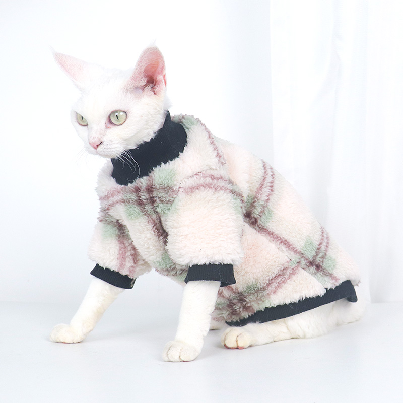 德文卷毛猫衣服双面绒加厚高领弹力秋冬保暖无毛猫幼猫新年衣服
