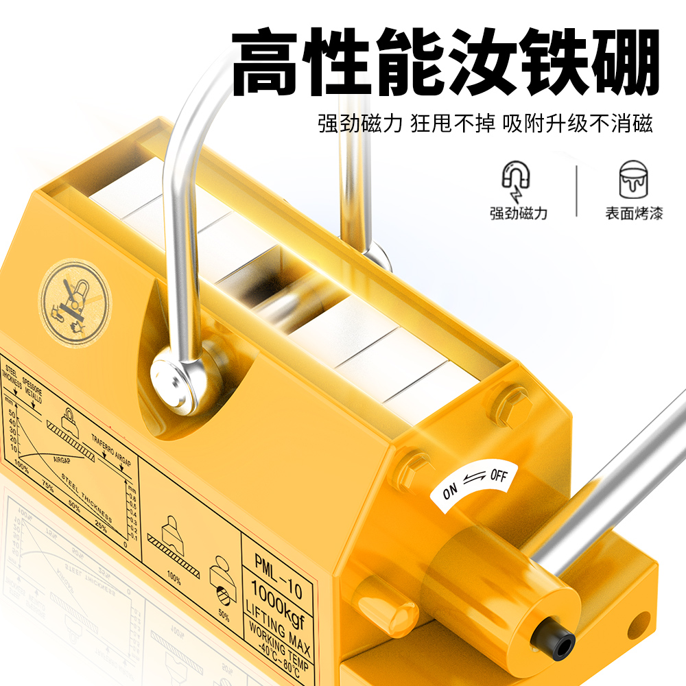 颉鹰磁力吊永磁起重器工业强力吸盘磁铁起重吊具600KG400kg1吨2吨 - 图1