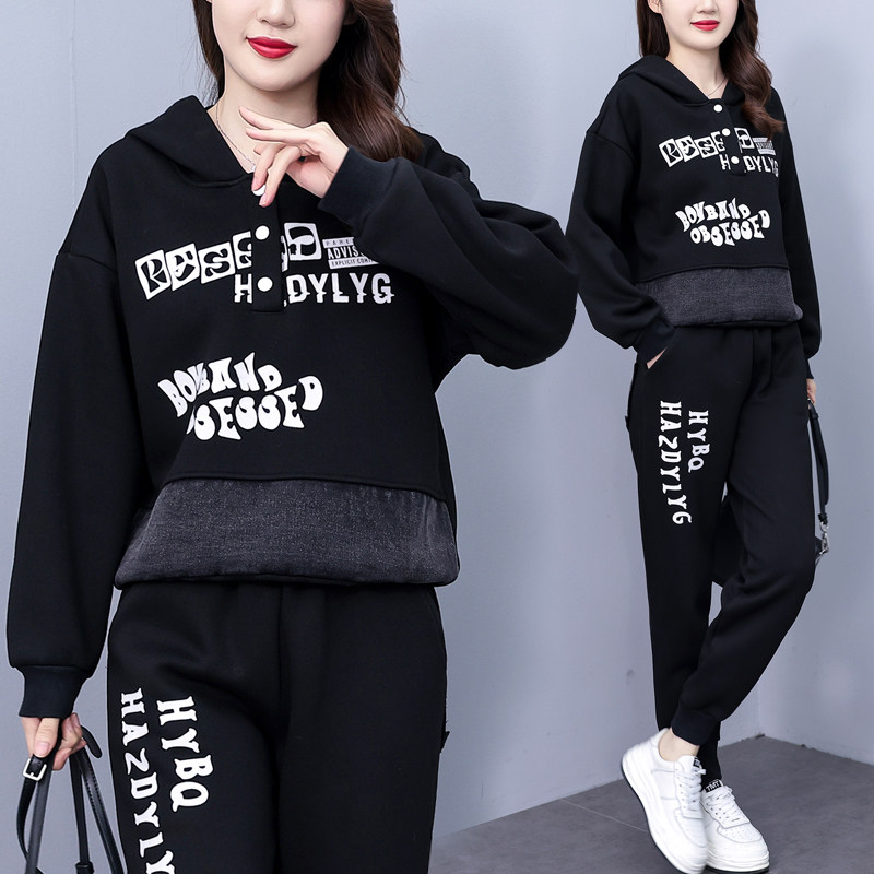 一整套加绒加厚套装女秋冬保暖宽松大码女装牛仔卫衣长袖裤子冬季,淘宝优惠券,粉丝福利购,淘宝优惠卷