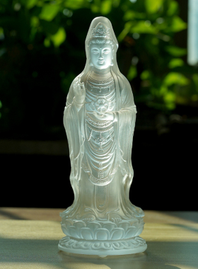 珍悦古法琉璃南海观音佛像摆件