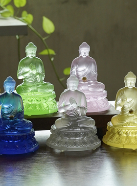 古法琉璃显宗汉传药师佛七佛摆件