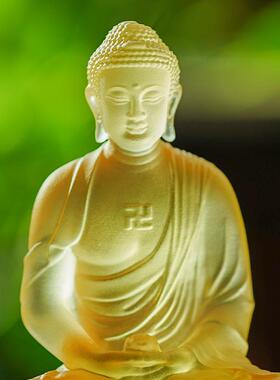 琉璃三宝佛桌面装饰摆件