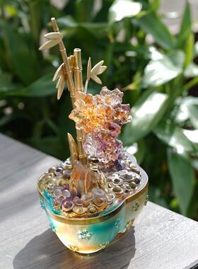 竹子山石创意节节高升装饰摆件