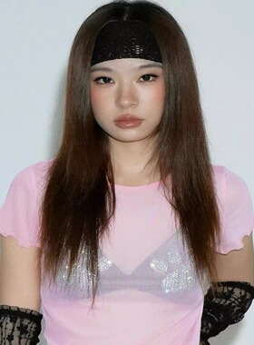 PANCY小众设计弹力镂空钩针发带蕾丝宽边包头头巾女百搭春夏发饰
