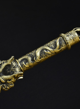 龙泉市刀剑一体花纹钢清剑黑檀木