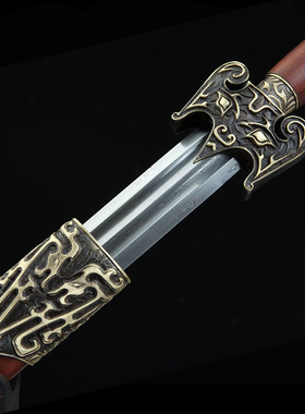 秦汉剑战神剑花纹钢一体锻造28寸