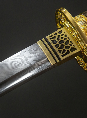 龙泉手工花纹钢大马士革纹太刀