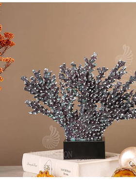 创意设计海洋风珊瑚水晶工艺品摆件装饰品家居酒店会所民宿软装