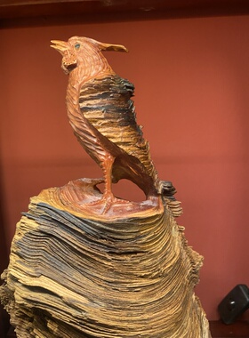 琥珀木松香木木雕根雕家居装饰小鸟桌面摆件工艺品礼品