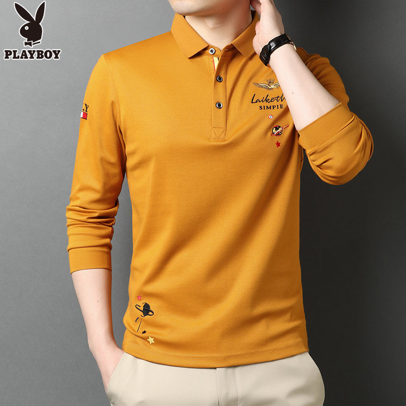 花花公子长袖男2020秋季休闲polo衫 playboy大象T恤