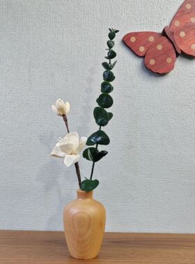 原木风实木复古小花瓶摆件