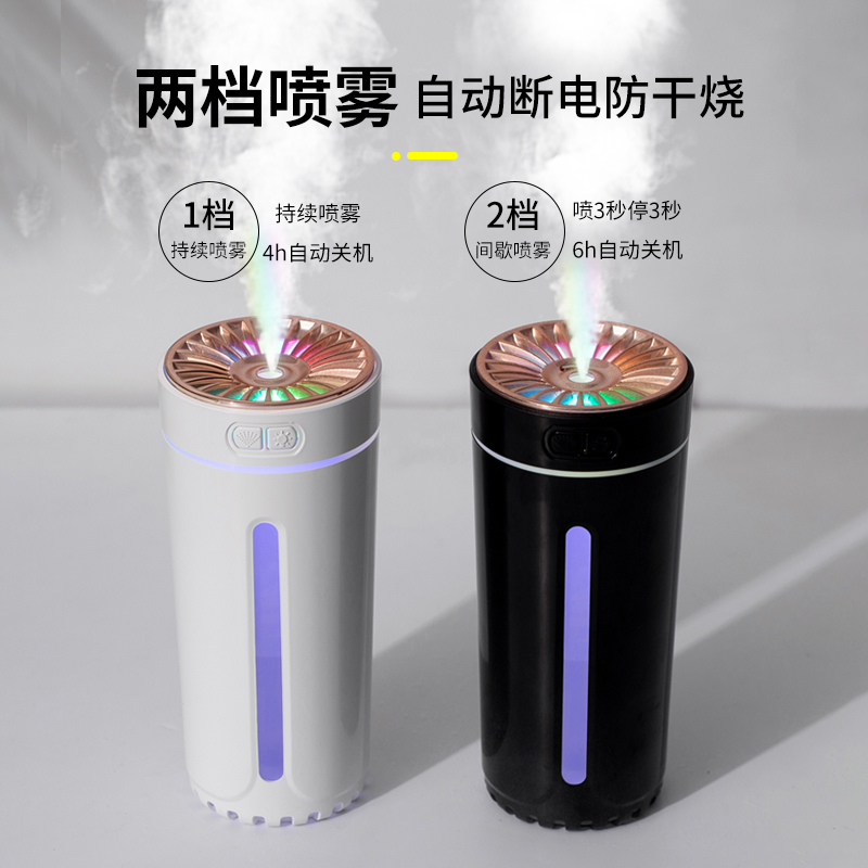 车载加湿器无线小型车用氛围灯喷雾香薰一体家用奔驰车空气净化器 - 图2