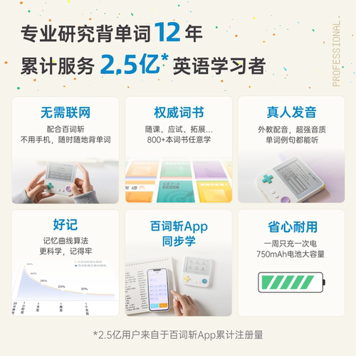 【百词斩单词机Max】超大屏真人发音电子单词卡墨水屏背单词神器 - 图3
