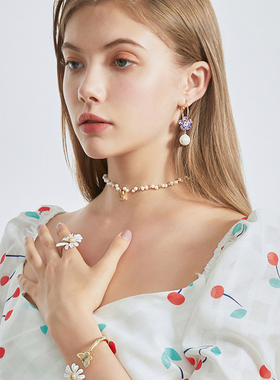 choker蝴蝶小众设计感淡水珍珠