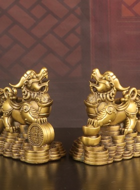 黄铜运财貔貅摆件招财皮丘