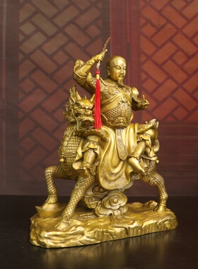 纯黄铜雷祖铜像摆件普化天尊装饰