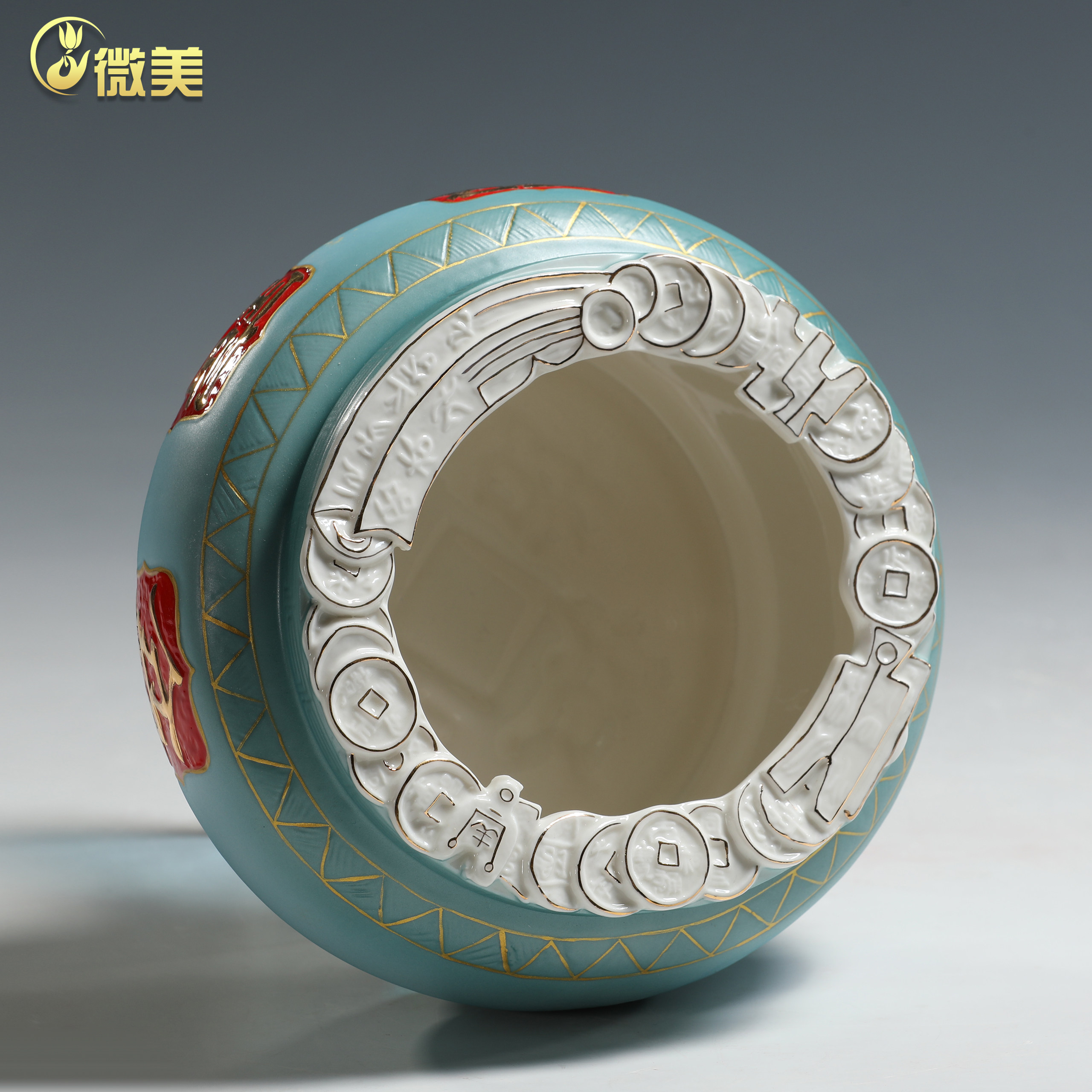 晟美陶瓷聚宝盆财神香炉家用供佛上香炉插香烧香炉佛堂佛具用品,淘宝优惠券,粉丝福利购,淘宝优惠卷