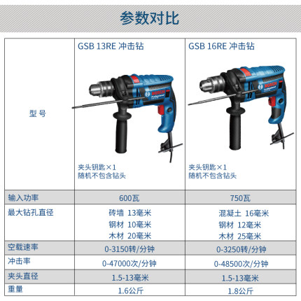 博世GSB16RE/13RE 两用正反调速冲击钻电钻多功能家用手电钻 - 图0