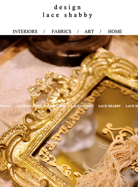 LACESHABBY新款法式复古金色雕花巴洛克印花镜面托盘桌面收纳