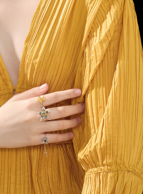 BING星愿蓝色星星可调戒指女款