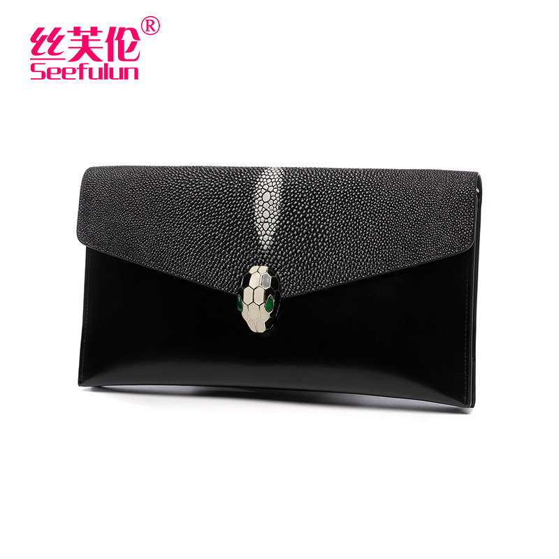 真皮手拿包女2020新款时尚斜挎小包 丝芙伦女士包袋