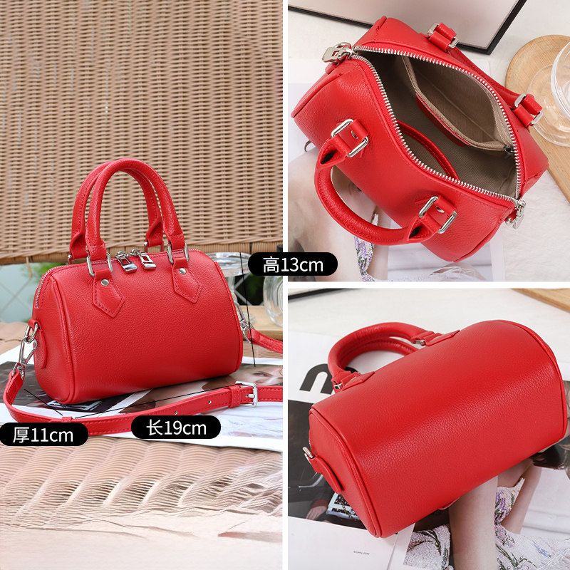 头层牛皮波士顿包时尚单肩斜挎真皮枕头包高级感女包软皮手提小包,淘宝优惠券,粉丝福利购,淘宝优惠卷