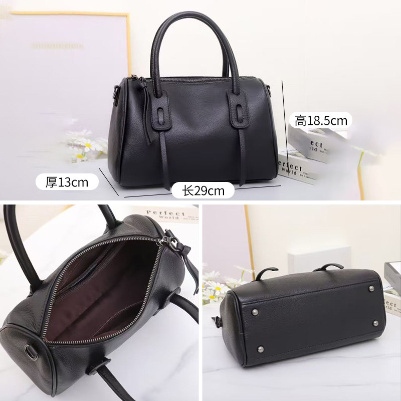 头层牛皮大容量斜挎手提包女时尚百搭真皮波士顿枕头包放雨伞水杯,淘宝优惠券,粉丝福利购,淘宝优惠卷