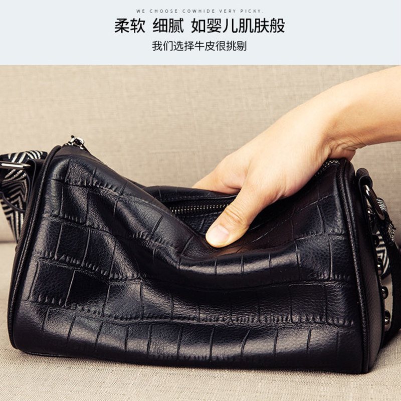 真皮女2021新款宽肩带软单肩小包包 丝芙伦女士包袋
