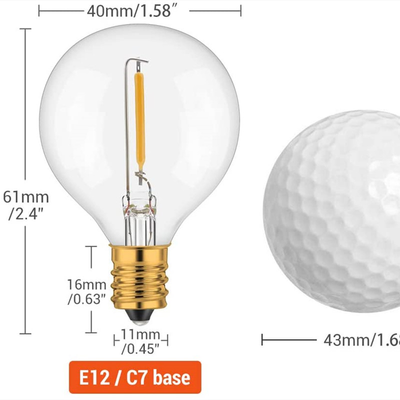 G40钨丝220V玻璃灯串爱迪生E12灯头复古110V灯泡C7C9LED塑料灯泡 - 图1