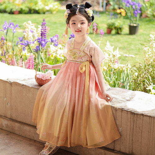 女童汉服夏季古装国风2025新款古风超仙连衣裙儿童唐装中秋节服装 - 图2