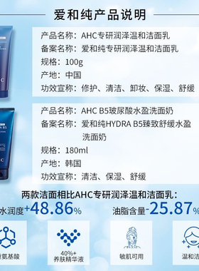 玻尿中样AHC水乳洁面保湿补水套