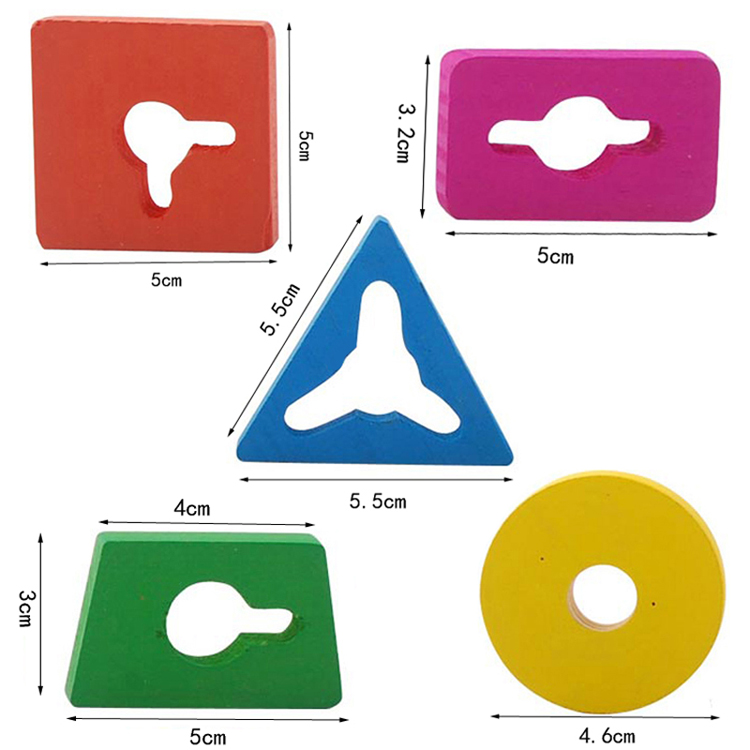 1-3-6岁幼儿园儿童礼物木制益智力积木早教玩具几何形状板五套柱-图3
