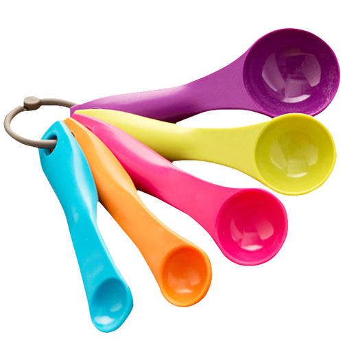彩虹量勺5件套装调料带刻度塑料控盐勺控油刻度勺克数勺厨房工具 - 图3