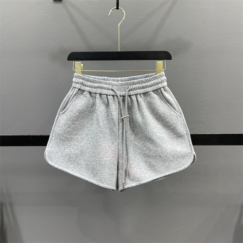 休闲运动短裤女2025夏季新款松紧腰抽绳宽松显瘦辣妹A字阔腿热裤 - 图0