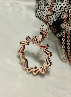 大桃心日韩风全新彩色锆石项链