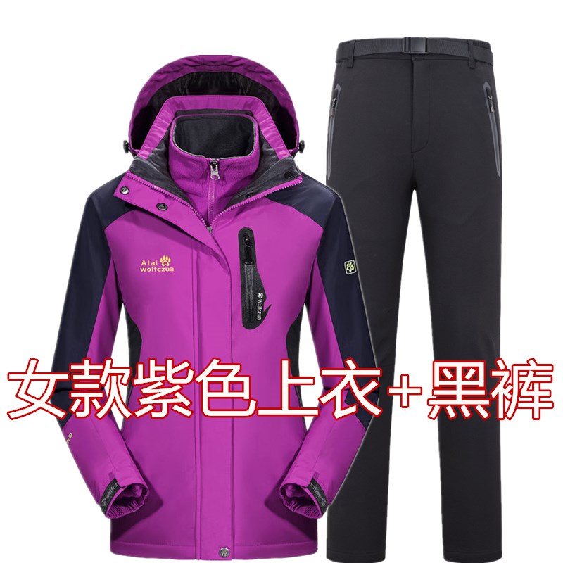 西藏冲锋衣裤套装男女三合一加绒加厚防雨水防风衣滑雪登山服潮牌