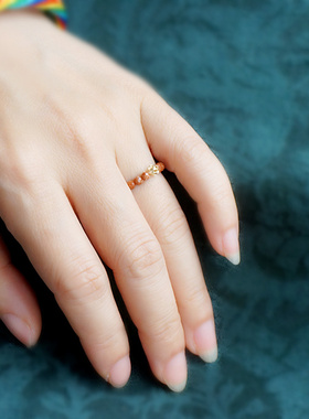 【日暮】复古ins金砂石天然石女轻奢小众设计高级感食指戒时尚