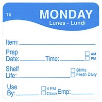 Daymark ToughMark Monday Labels Blue White Day of Th