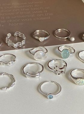 925百搭戒指高级感调节素圈不小众掉色设计风韩国ins开口女纯银