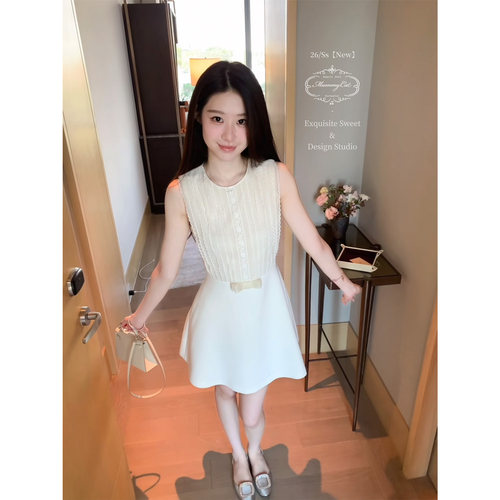 Mummy Cat下蛋喵【唐妮公主】26新品花边网纱拼接气质千金连衣裙 - 图1