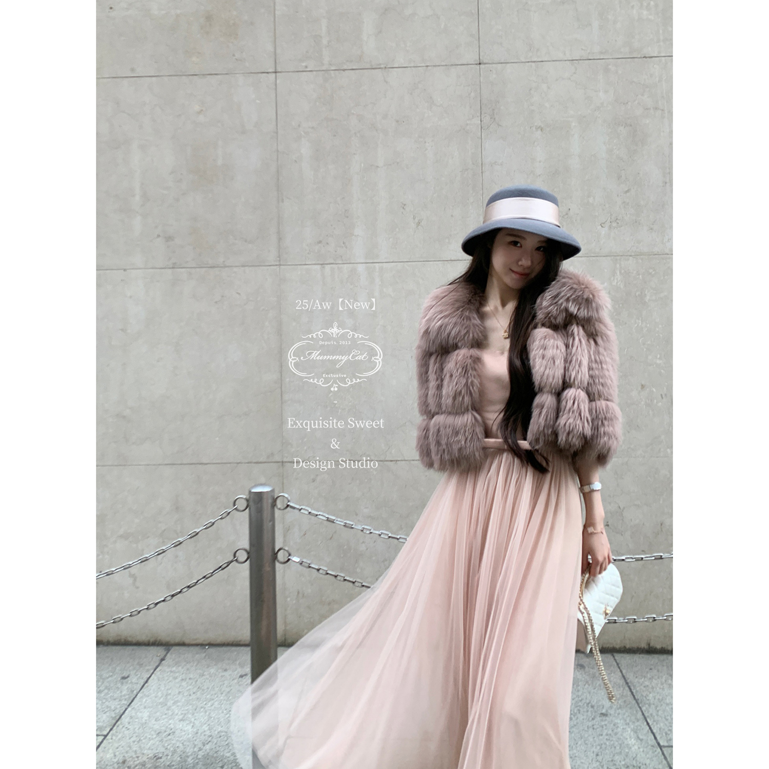 MummyCat下蛋喵【优雅公式】25新品气质温柔拼接网纱日礼服连衣裙 - 图1