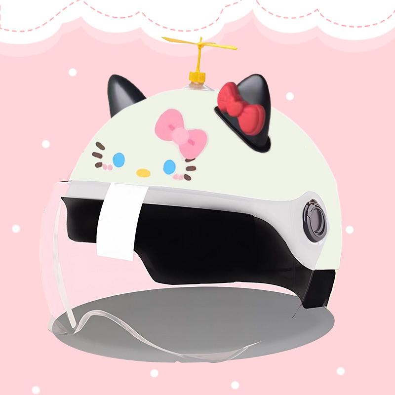3C认证hellokitty头盔电动电瓶车kt猫女士成人女生可爱女孩安全盔 - 图1