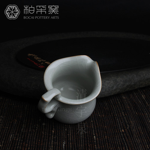 台湾柏采汝窑茶海冬青釉月白 柏采窑 IR-109E 奇茗公道杯汝瓷开片 - 图2