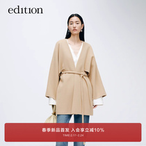 Edition fur coats women 2024 spring new Chinese Chinese open sleeves wool bifacial great coat EBD1OVC003