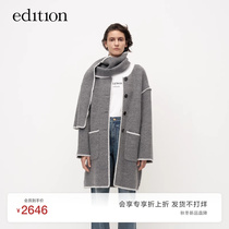 The edition fur coats women 2023 autumn new can be detached scarves wool bifacial great coat EBC3OVC002