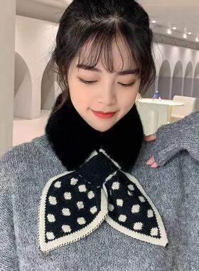 秋冬仿兔毛加厚保暖防风围脖女