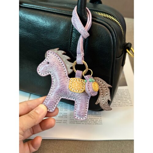 马上有钱福袋真皮挂饰头层牛皮雾腊皮手工缝制包包挂饰车挂饰礼物 - 图1